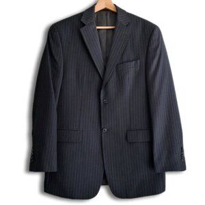CHAPS 100% Wool Pinstripe Blazer Jacket Navy Blue Men's Sz 38 R
